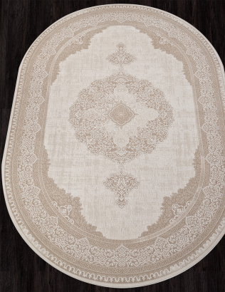 Российский овальный ковёр M029A WHITE / LIGHT BEIGE