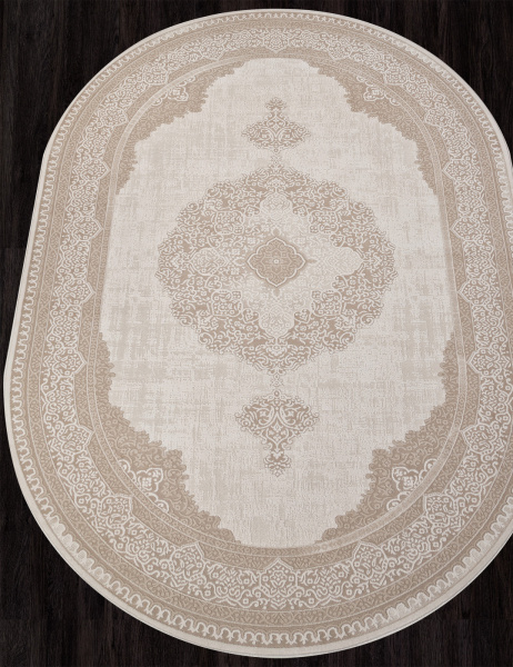 Российский овальный ковёр M029A WHITE / LIGHT BEIGE