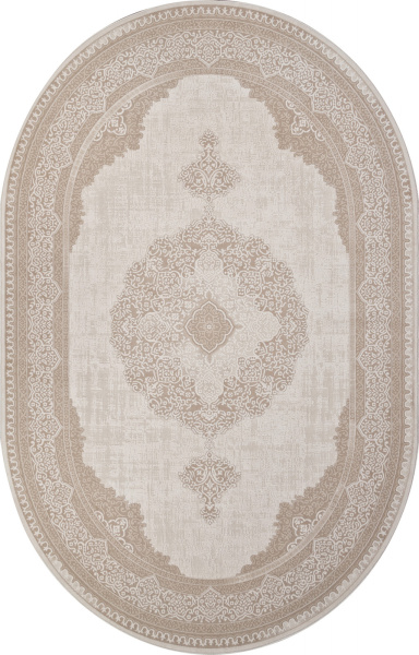 Российский овальный ковёр M029A WHITE / LIGHT BEIGE
