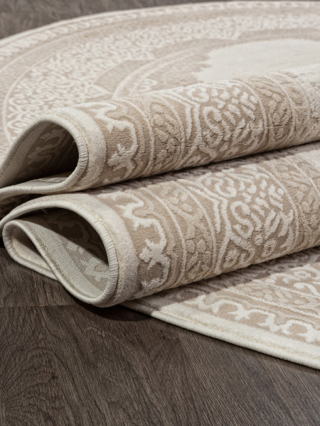 Российский овальный ковёр M029A WHITE / LIGHT BEIGE