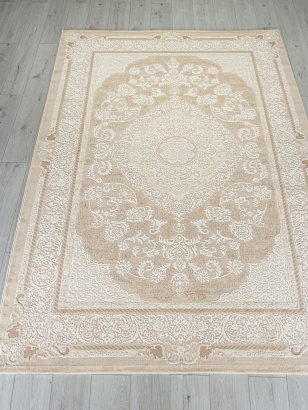Российский прямоугольный ковёр M048A WHITE / LIGHT BEIGE
