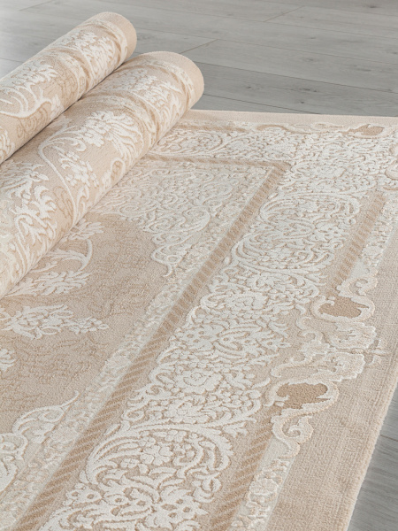 Российский прямоугольный ковёр M048A WHITE / LIGHT BEIGE
