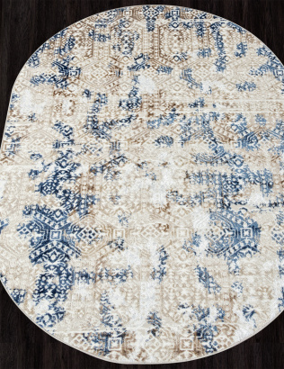 Российский овальный ковёр O1699 630 CREAM / BLUE