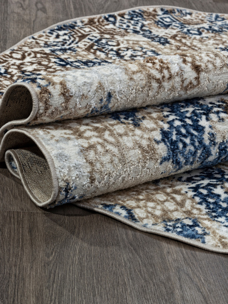 Российский овальный ковёр O1699 630 CREAM / BLUE