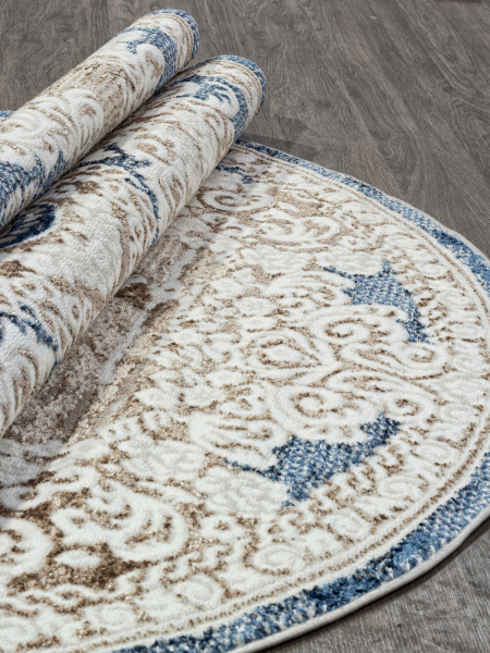 Российский овальный ковёр O1701 630 CREAM / BLUE
