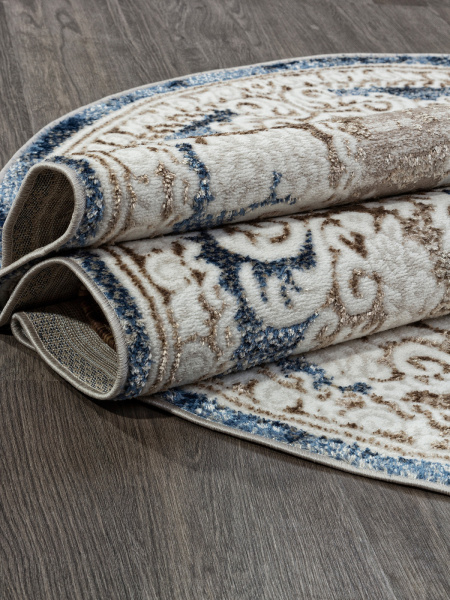 Российский овальный ковёр O1701 630 CREAM / BLUE