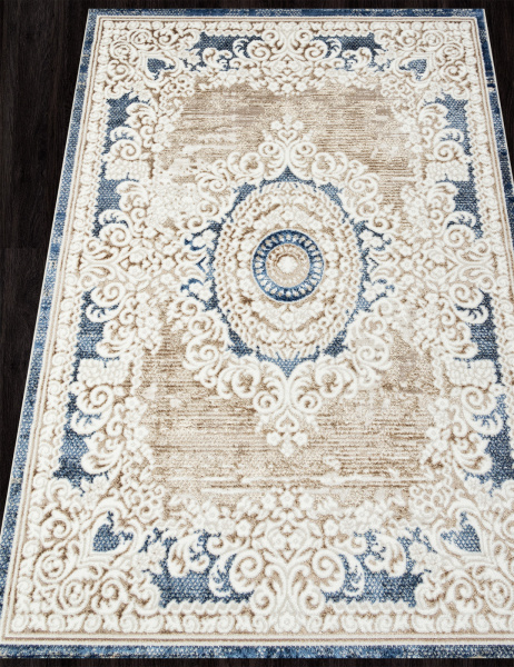 Российский прямоугольный ковёр O1701 630 CREAM / BLUE