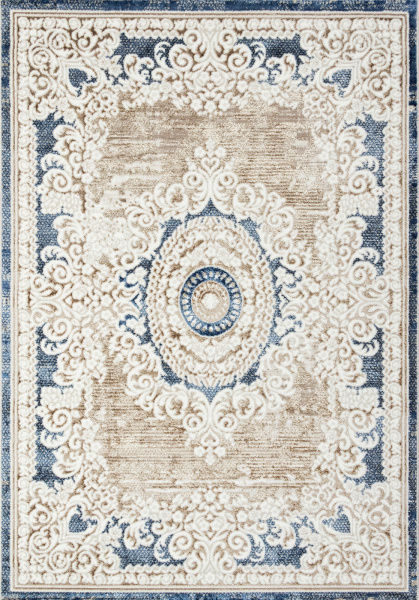 Российский прямоугольный ковёр O1701 630 CREAM / BLUE