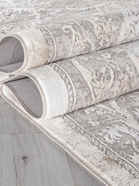 Российский прямоугольный ковёр P0047 WHITE / L.BEIGE