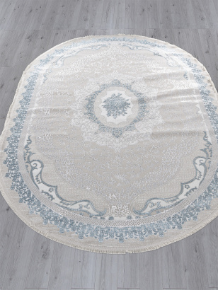 Российский овальный ковёр Q010A CREAM SHRINK / BLUE FDY