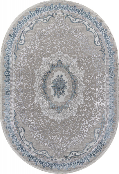 Российский овальный ковёр Q010A CREAM SHRINK / BLUE FDY