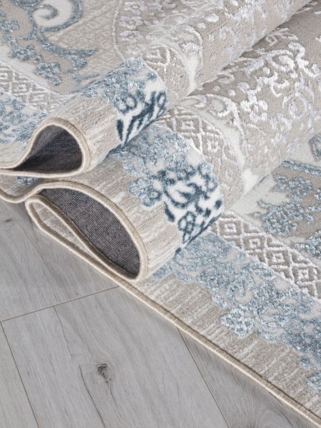 Российский прямоугольный ковёр Q010A CREAM SHRINK / BLUE FDY