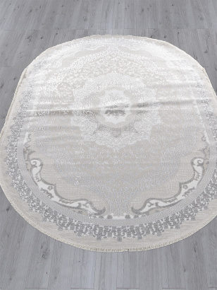Российский овальный ковёр Q010A CREAM SHRINK / GREY FDY