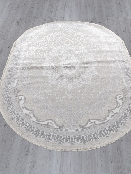 Российский овальный ковёр Q010A CREAM SHRINK / GREY FDY