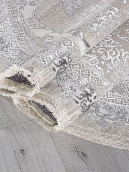 Российский овальный ковёр Q010A CREAM SHRINK / GREY FDY