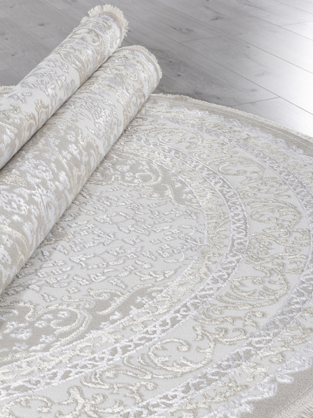 Российский овальный ковёр Q011A BEIGE SHRINK / BEIGE FDY