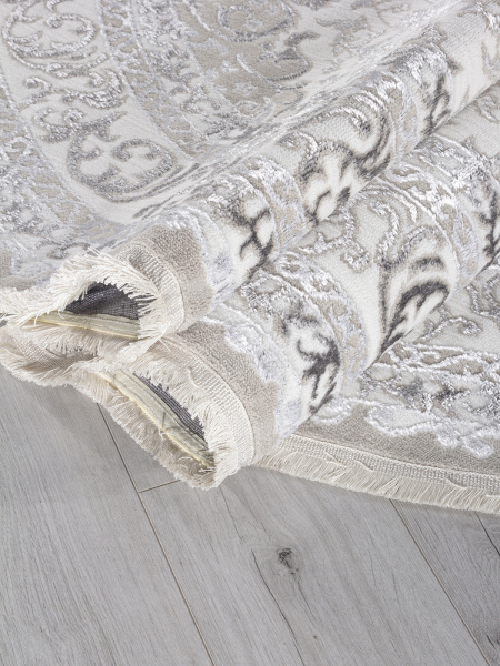 Российский овальный ковёр Q011A BEIGE SHRINK / GREY FDY