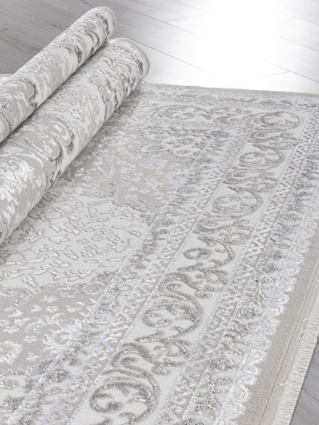 Российский прямоугольный ковёр Q011A BEIGE SHRINK / GREY FDY