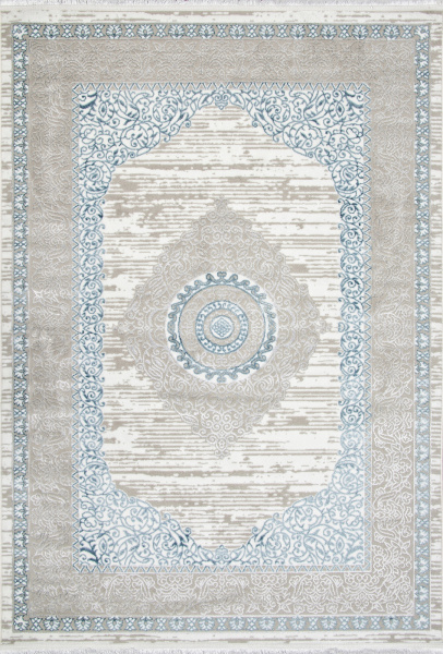 Российский прямоугольный ковёр Q012A BLUE FDY / CREAM SHRINK