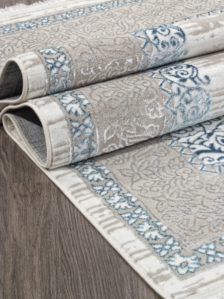Российский прямоугольный ковёр Q012A BLUE FDY / CREAM SHRINK
