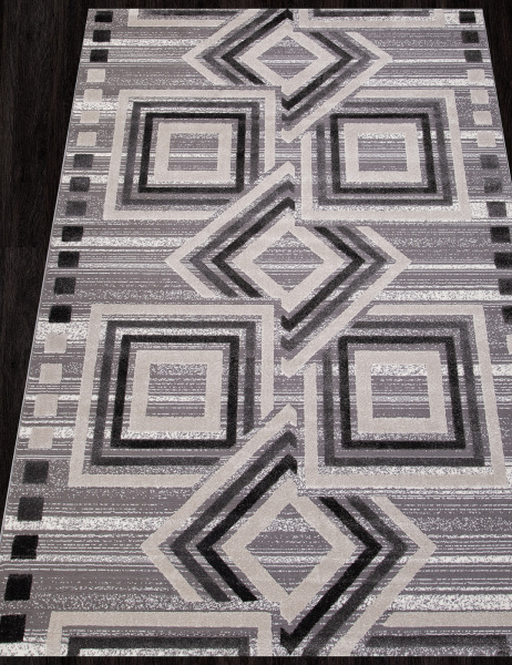 Российский прямоугольный ковёр QP015 WHITE / D.GRAY