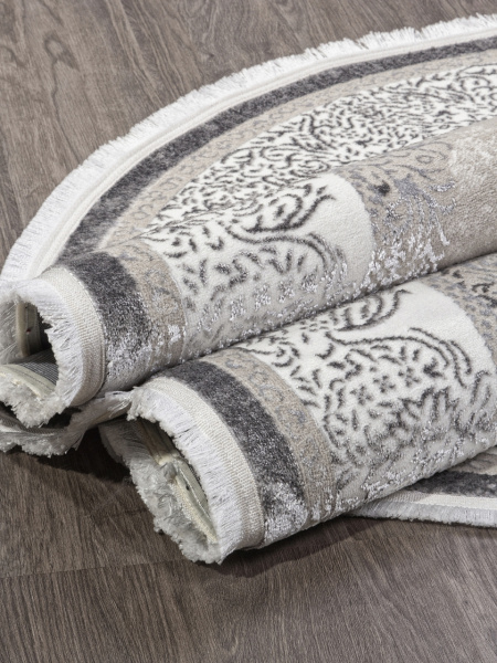Турецкий овальный ковёр Q009A GREY FDY / CREAM SHRINK