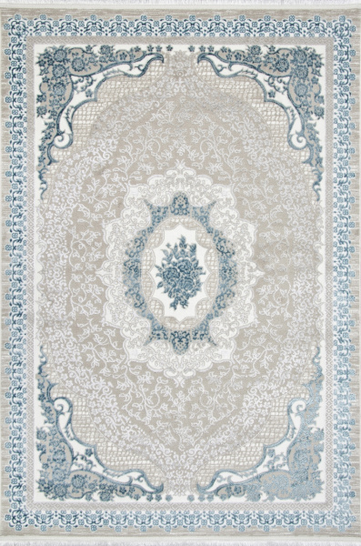 Турецкий прямоугольный ковёр Q010A BLUE FDY / CREAM SHRINK