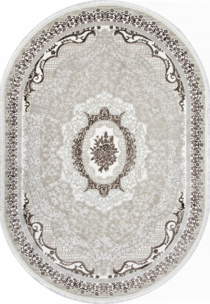 Турецкий овальный ковёр Q010A BROWN FDY/CREAM SHRINK