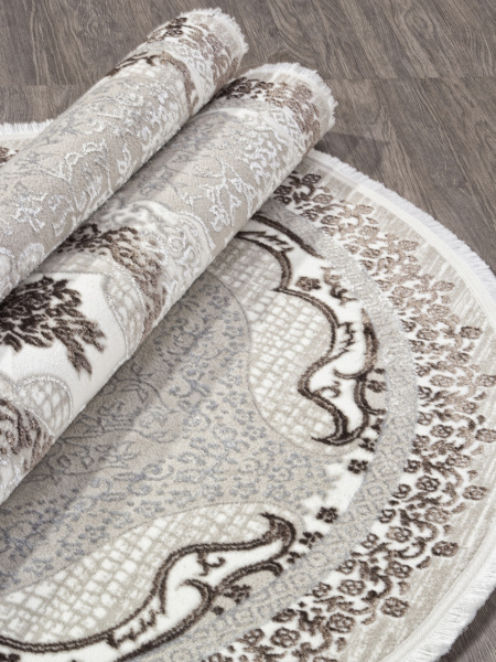 Турецкий овальный ковёр Q010A BROWN FDY/CREAM SHRINK