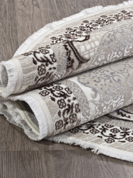 Турецкий овальный ковёр Q010A BROWN FDY/CREAM SHRINK