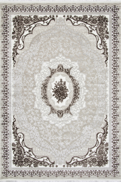 Турецкий прямоугольный ковёр Q010A BROWN FDY/CREAM SHRINK