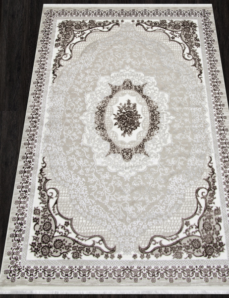 Турецкий прямоугольный ковёр Q010A BROWN FDY/CREAM SHRINK