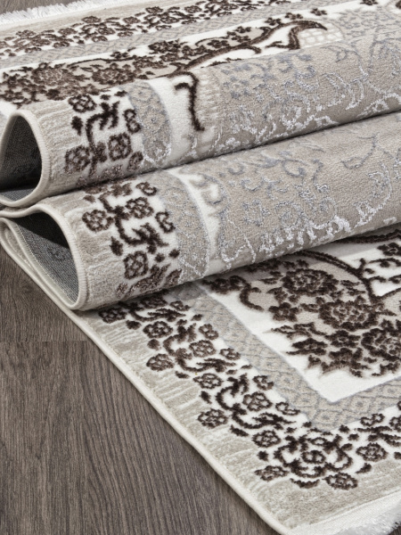 Турецкий прямоугольный ковёр Q010A BROWN FDY/CREAM SHRINK