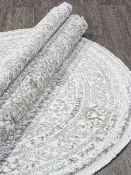 Турецкий овальный ковёр Q011A GREY FDY / CREAM SHRINK