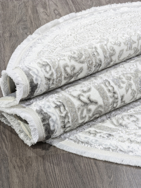 Турецкий овальный ковёр Q011A GREY FDY / CREAM SHRINK