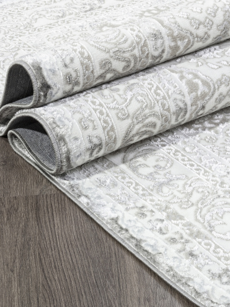 Турецкий прямоугольный ковёр Q011A GREY FDY / CREAM SHRINK