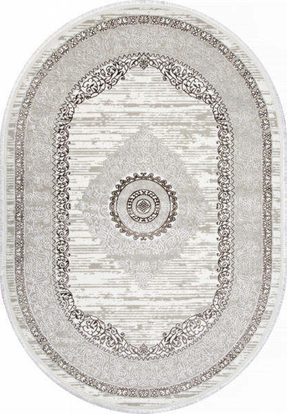 Турецкий овальный ковёр Q012A BROWN FDY/CREAM SHRINK