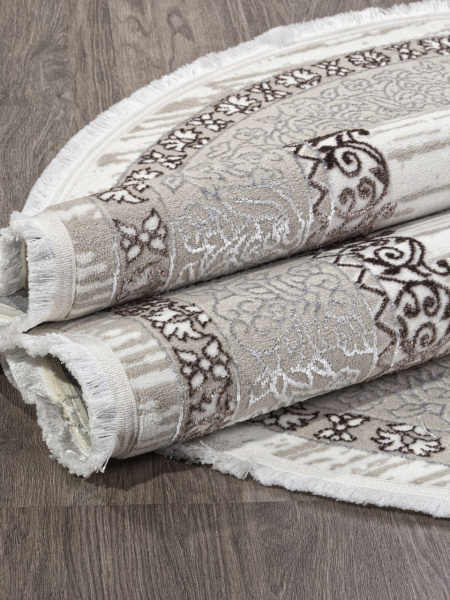 Турецкий овальный ковёр Q012A BROWN FDY/CREAM SHRINK
