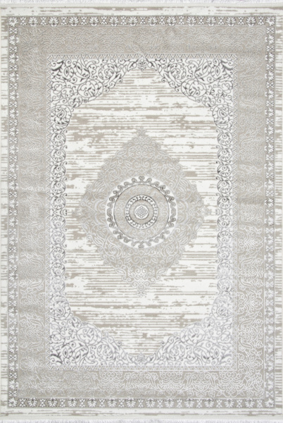 Турецкий прямоугольный ковёр Q012A GREY FDY / CREAM SHRINK