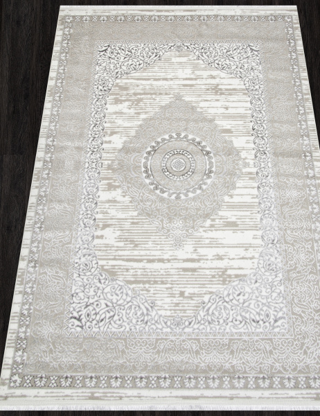 Турецкий прямоугольный ковёр Q012A GREY FDY / CREAM SHRINK