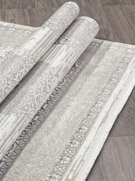 Турецкий прямоугольный ковёр Q012A GREY FDY / CREAM SHRINK