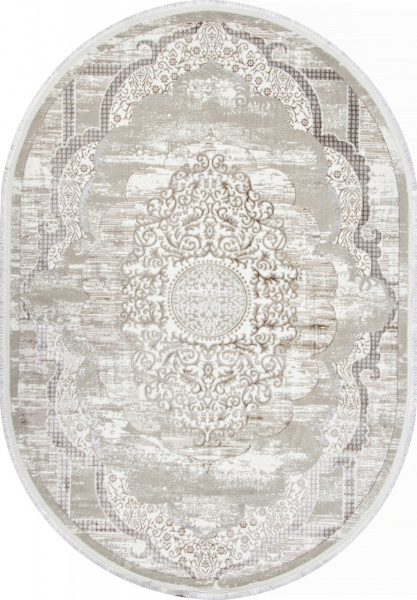 Турецкий овальный ковёр Q018A VIZON FDY / CREAM SHRINK