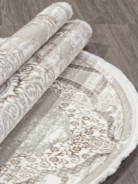 Турецкий овальный ковёр Q018A VIZON FDY / CREAM SHRINK