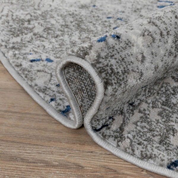 Турецкий круглый ковёр  E1621 GREY/N.BLUE 