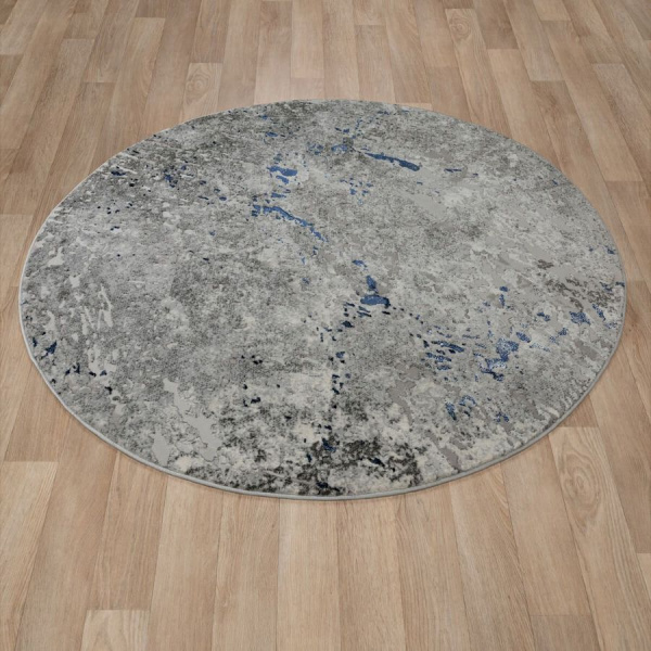 Турецкий круглый ковёр  E1621 GREY/N.BLUE 
