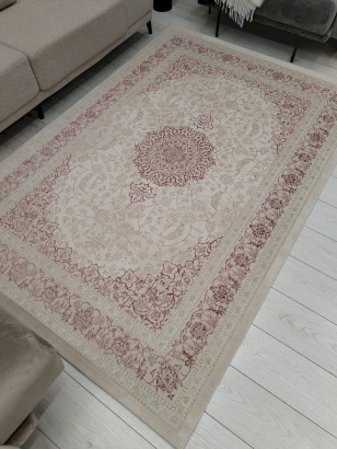 Турецкий прямоугольный ковёр A5000A CREAM/PINK