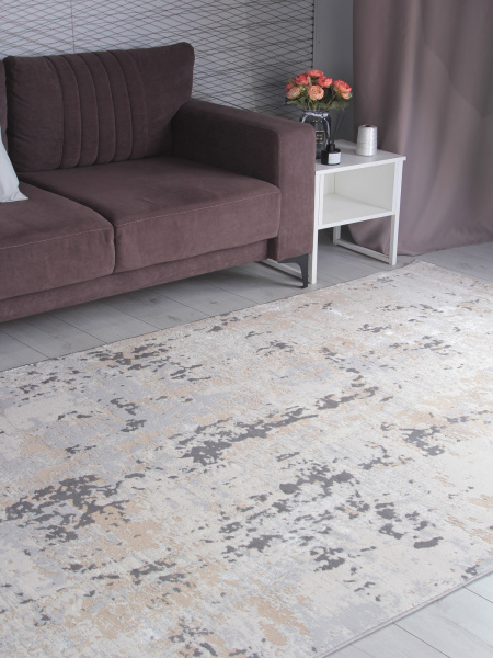 Турецкий прямоугольный ковёр 5575A S.BEIGE / P.WHITE