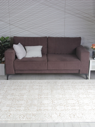 Турецкий прямоугольный ковёр 9255A S.BEIGE / P.WHITE