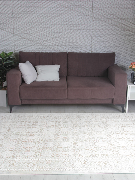 Турецкий прямоугольный ковёр 9255A S.BEIGE / P.WHITE