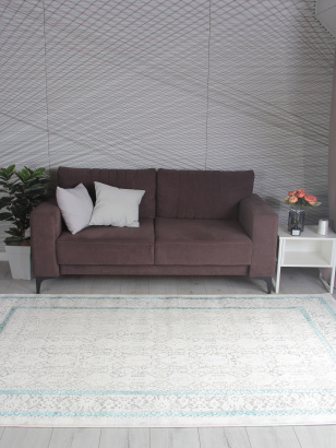 Турецкий прямоугольный ковёр 9255A S.L.GREY / P.TURQUOISE